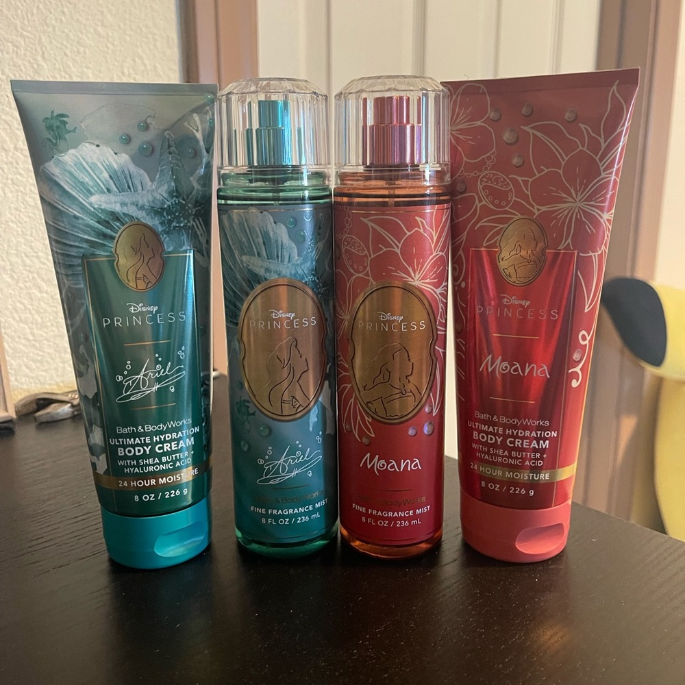 Disney Princess Ariel and Moana Body Care Collection - Green and Red